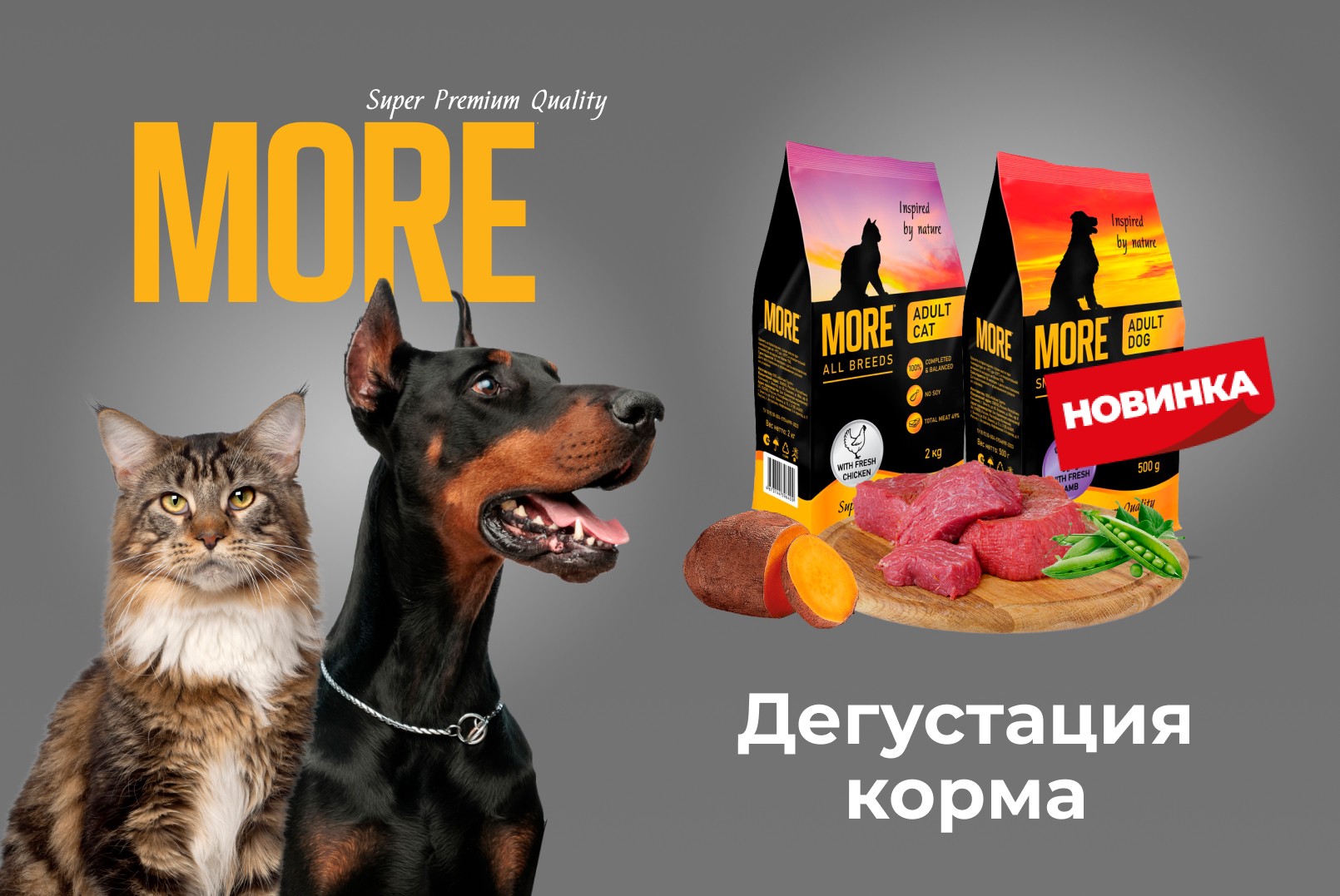 Внимание, любители домашних питомцев! У нас для вас дегустация сухих кормов MORE! 